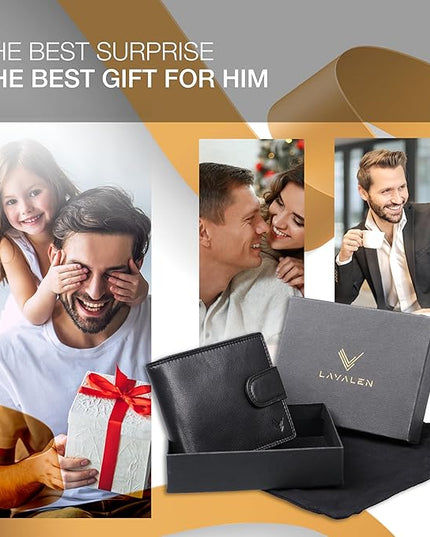 Lavalen Soft Leather Wallet for Men - Mens Wallet Bifold with Zipper Coin Pocket - Holds Bills, Credit Cards, Coins - Carteras para Hombres Piel - Billeteras de Hombres Cuero Original - RFID Blocking.