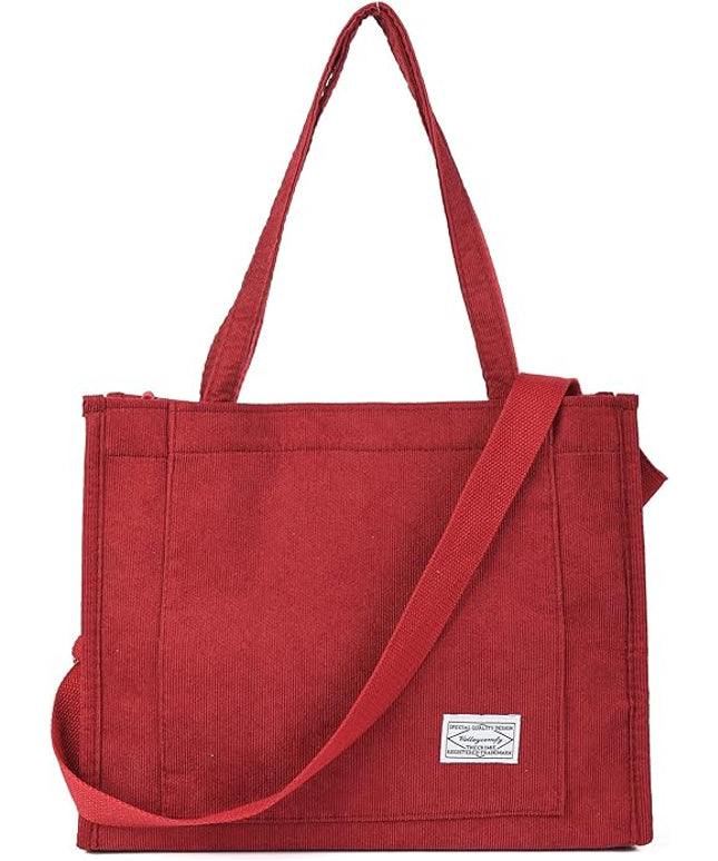 Valleycomfy Corduroy Tote Bag for Women Travel Crossbody Bag Purse Women Shoulder Bags Work Handbags Everyday Hobo Bag