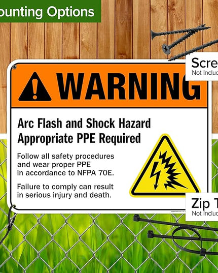 Warning Arc Flash And Shock Hazard Appropriate PPE Required Sign, 18x24 Inches, 55 mil thick HDPS (high density polystyrene), Made in USA by My Sign Center