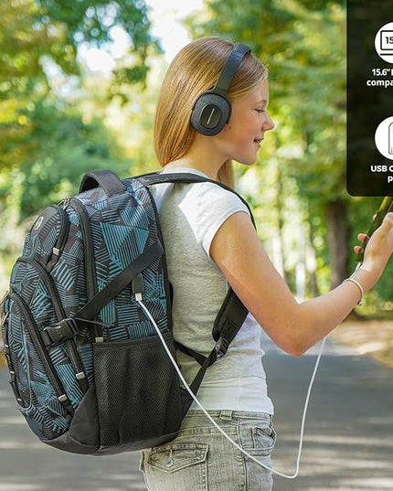 Swissdigital Laptop Backpack with USB Charging Port, Travel Backpack Fits 15.6 inches Computer, 31L Backpack for Men, Dark Green | SD803-96