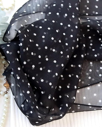 JERLA Women 100% Mulberry silk Scarf Long Large Lightweight Scarves Fashion Women Soft polka dot Print Neckerchief