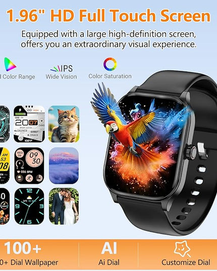Smart Watch for Women Men with Text and Call, 2025 New AI Smartwatches with Heart Rate/SpO2/Sleep/Stress Monitor, 100+ Sports Modes, GPS Fitness Watches Compatible with iOS/Android (Map, Black)