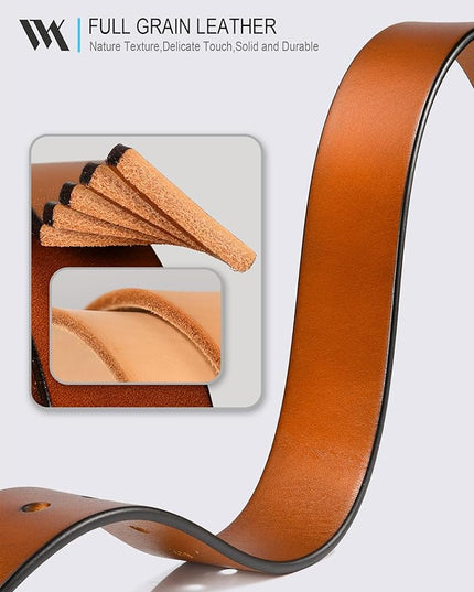 WOLFANT 1.5" Top Full Grain Leather Belt for Men in Gift Box,100% Italian Real Solid Leather