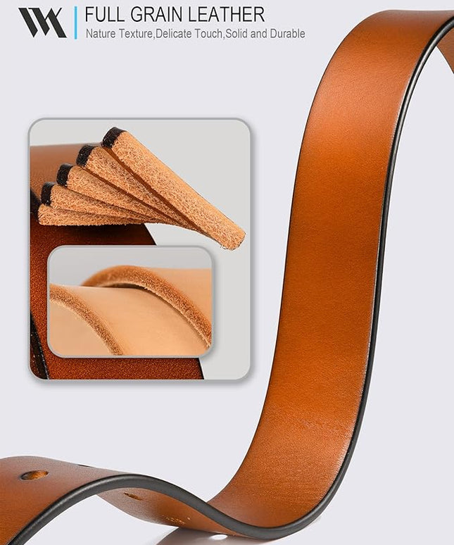 WOLFANT 1.5" Top Full Grain Leather Belt for Men in Gift Box,100% Italian Real Solid Leather