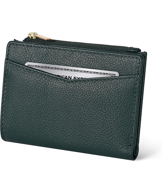 Oak Leathers Leather Wallet For Women - Small RFID Coin Purse Credit Card & ID Holder for Ladies, Gift for Women's, Bifold Wallets (Nappa Dark Green)