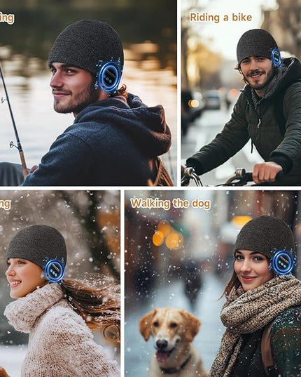 Bluetooth Beanie for Men Women, HD Stereo Sound Beanie with Headphones, Unique Tech Gifts for Men Husband Him Teen