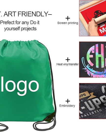 BeeGreen Drawstring Backpack Bags 20,30,50 Packs Reflective String Bags for Gym Sport Trip Cinch Sack DIY for Women Men
