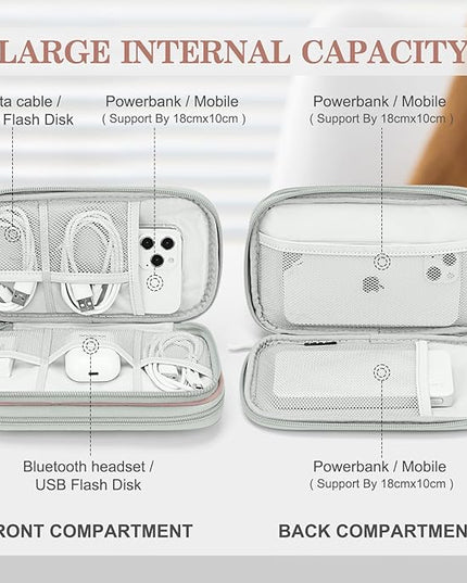 FYY Electronic Organizer, Travel Cable Organizer Bag Pouch Electronic Accessories Carry Case Portable Waterproof Double Layers All-in-One Storage Bag for Cable, Cord, Charger, Phone, Pattern Pink (M)