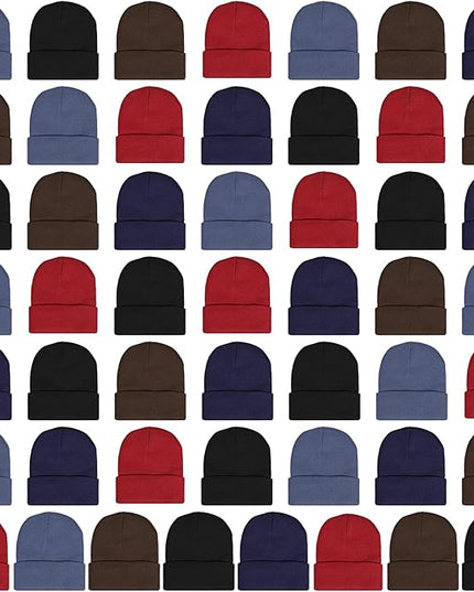 SATINIOR 50 Pack Winter Hats Bulk Beanies Unisex Knit Skull Caps Warm Stocking Hat for Adults Homeless