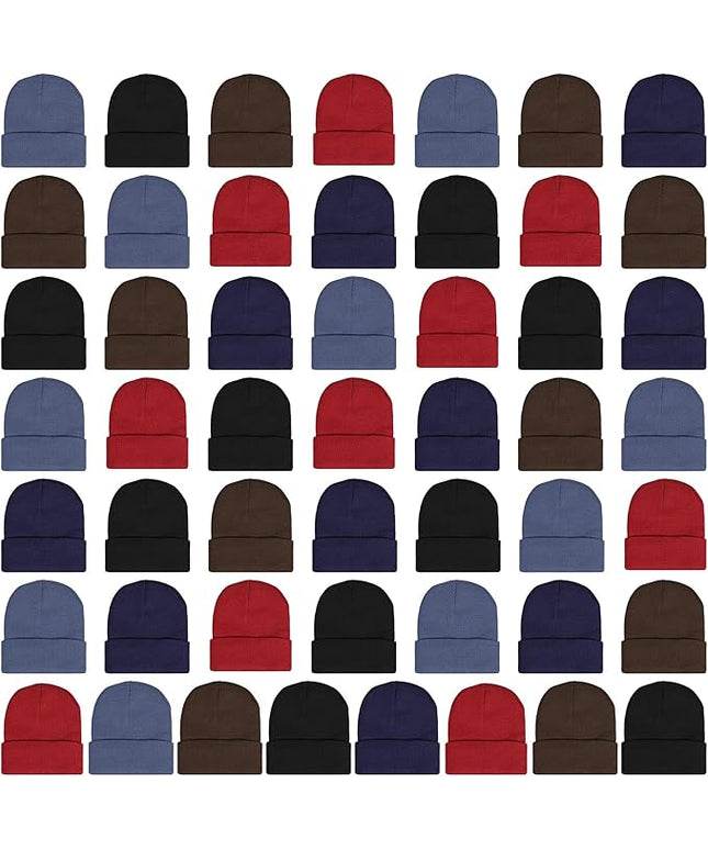 SATINIOR 50 Pack Winter Hats Bulk Beanies Unisex Knit Skull Caps Warm Stocking Hat for Adults Homeless