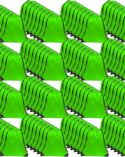 GoodtoU Drawstring Bags, Nylon Backpacks - Draw String Gym Bags for Sport, Traveling, Team (Green, 128Pcs)
