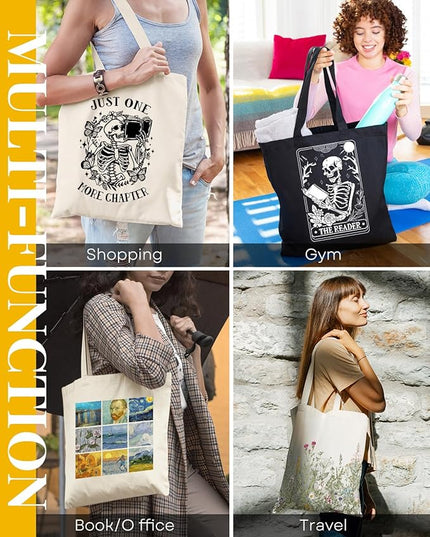 AUSVKAI Canvas Tote Bag for Women, Aesthetic Cute Grocery Grocery Reusable Cotton Gift Bag for Shooping Beach Trendy Gifts