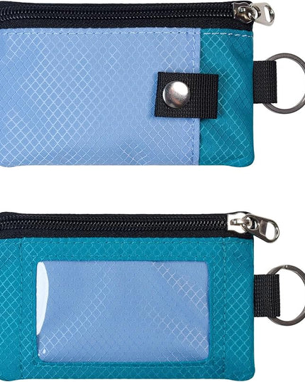 Minimalist RFID Blocking Small Wallet with ID Window,WaterResistant Zip Id Case Wallet with Lanyard Keychain for Cards,Cash,Travel,Women,Men