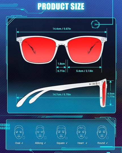 TIJN Blue Light Glasses for Men Women - Red Light Glasses for Computer Gaming - Dual AR Coating Lens - Screen Fatigue & UV Protection
