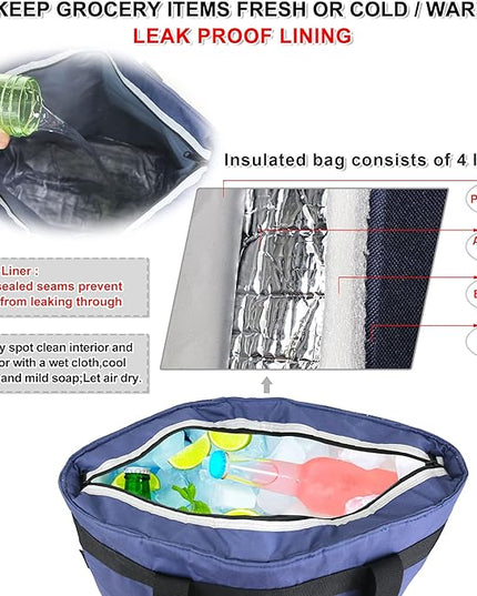 BeeGreen Cooler Bag Soft Leakproof Insulated Tote with Zipper for Beach Travel Grocery