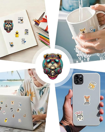 100 PCS Dog Stickers Pack, Vinyl Waterproof Decals of Puppies Breeds Prints Cartoon Dogs, Fun Gift for Teens Adults Women Laptop Birthday Wall Decor Water Bottle Scrapbook Car Luggage