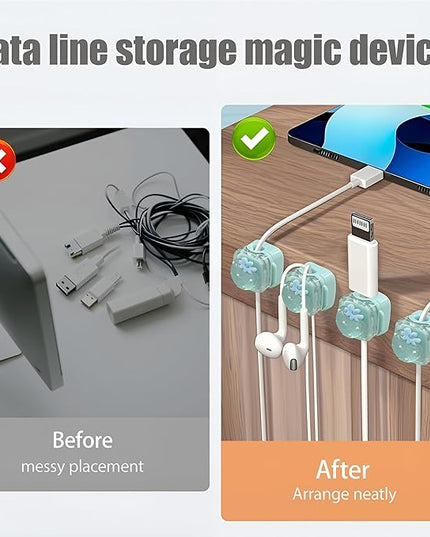 9Pack Magnetic Cable Clips for Nightstand, Adhesive Night-Glowing Cord Holder Organizer for Office Home Desk Wall Car (Blue,Strawberry)