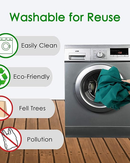 BeeGreen Marrs Reusable Grocery Bags Wholesale Green Reusable Kitchen Bags Bulk Foldable-Machine Washable with Zipper Storage Pouch 50 Packs