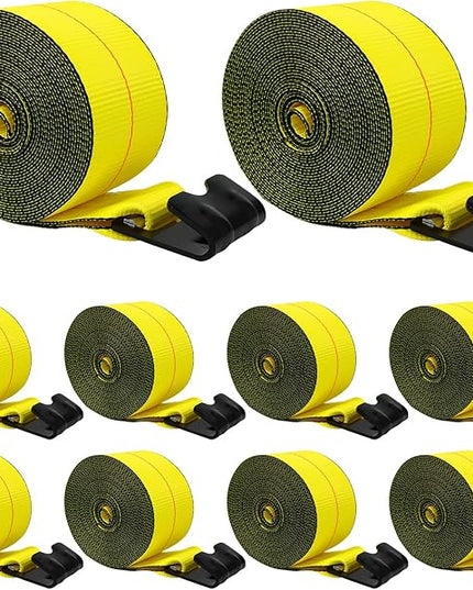 4'' x30' Winch Straps with Flat Hooks, Heavy Duty Trailer Winch Straps, 16,200 lbs Breaking Strength Flatbed Straps, 4in x 30ft Cargo Control for Flatbed Trailer, Truck, Utility Trailer(4 Pack)