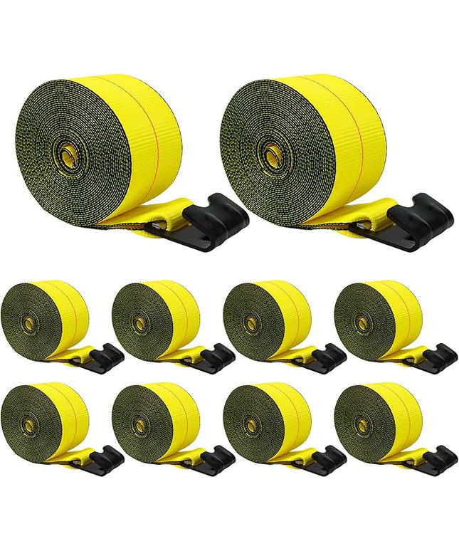 4'' x30' Winch Straps with Flat Hooks, Heavy Duty Trailer Winch Straps, 16,200 lbs Breaking Strength Flatbed Straps, 4in x 30ft Cargo Control for Flatbed Trailer, Truck, Utility Trailer(4 Pack)