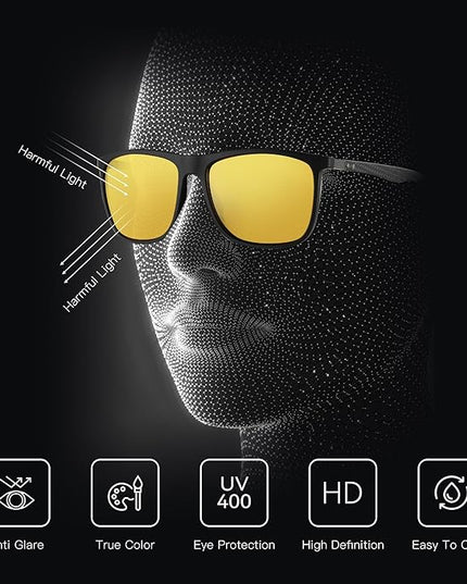 ZENOTTIC Square Polarized Sunglasses for Men Ultralight Carbon Fiber Sun Glasses Driving Fishing Golf Sports UV400 Protection