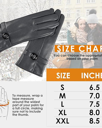 Dsane Womens Winter Leather Gloves Touchscreen Texting Warm Driving Lambskin Gloves for Christmas Gifts