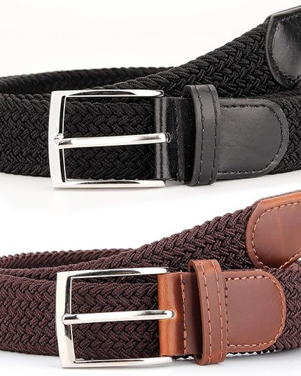 Radmire 2 Pack Elastic Braided Woven Canvas Belts for Men and Women