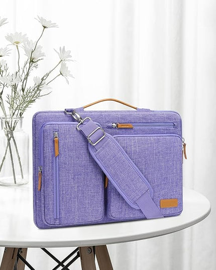 MOSISO 360 Protective Laptop Shoulder Bag,14 inch Computer Bag Compatible with HP Lenovo Dell ASUS Acer, HP, Dell Latitude, Lenovo,Side Open Messenger Bag with 4 Zipper Pockets&Handle, Purple