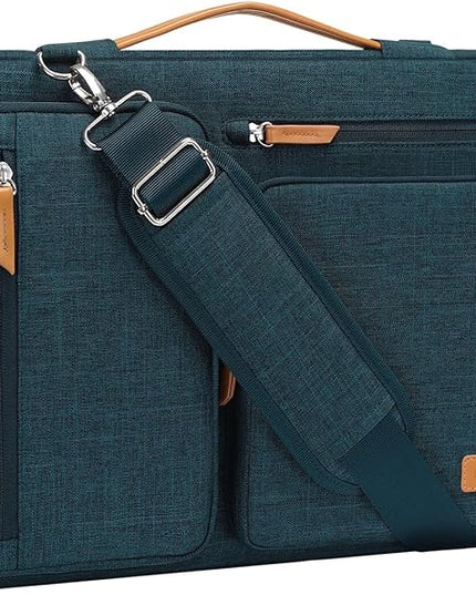 MOSISO 360 Protective Laptop Shoulder Bag,13-13.3 inch Computer Bag Compatible with MacBook, HP, Dell, Lenovo, Asus Notebook,Side Open Messenger Bag with 4 Zipper Pockets&Handle, Teal Green