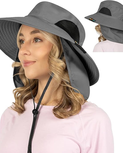 SUN CUBE Wide Brim Sun Hat Men Women, Fishing Hats Sun UV Protection, Mens Hiking Bucket Hat Safari Beach Boonie, UPF 50+