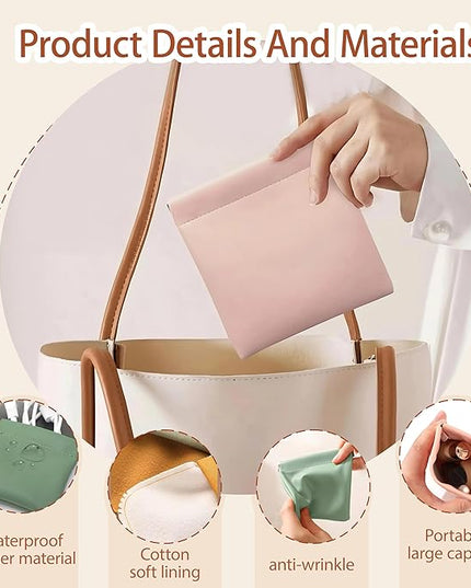 4Pcs Personalized Snap Closure Leather Organizer Pouch,Portable Small Makeup Bag for Women,Coin Purse Lipstick Cosmetics Accessories Organizer,Small Travel Kit Storage Pouch ﻿ (C)