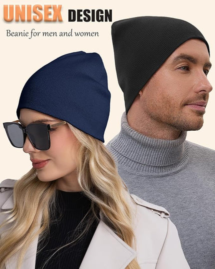 choshion 100% Cotton Beanie Hat, Cuffless Beanies Warm Knit Winter Skull Cap, Unisex Soft Fisherman Hats for Women Men