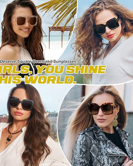 GQUEEN Oversized Square Frame Sunglasses Womens Retro Vintage Trendy Shades,S904