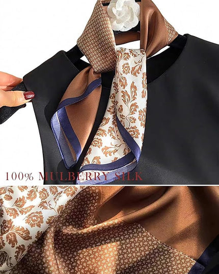 100% Mulberry Silk Scarf for Women Hair Lightweight Square Neckerchief Wrap For Head Scarves 21"