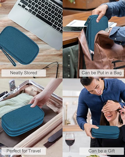 FYY Electronic Organizer, Travel Cable Organizer All-in-One Storage Bag Pouch Electronic Accessories Carry Case Portable Waterproof Double Layers for Cable, Cord, Charger, Phone, Earphone Green