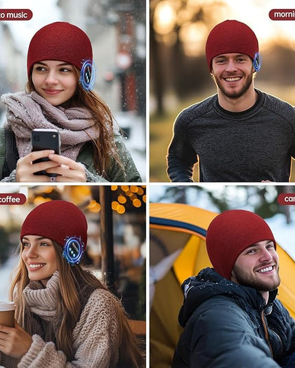 Bluetooth Beanie for Men Women, HD Stereo Sound Beanie with Headphones, Unique Tech Gifts for Men Husband Him Teen