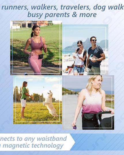 Running Buddy Running Fanny Pack - 6.5 x 4 in, Mini Plus Black - No-Bounce Magnetic Running Phone Holder - Water-Resistant Waist Bag for Men & Women