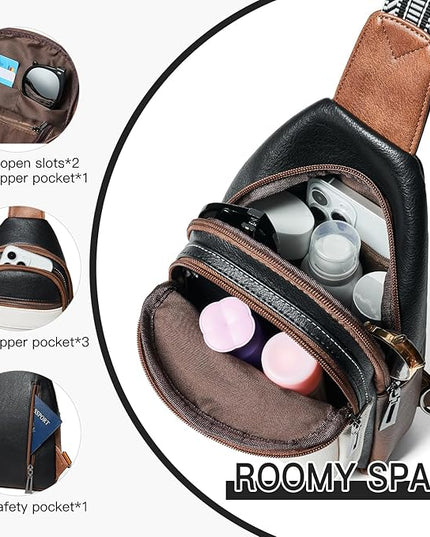 7L Sling Bag for Women Men Vegan Leather Crossbody Bags Fanny Pack Purse Backpack Over Shoulder Bag Travel Anti Theft