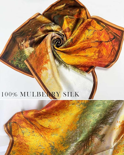 100% Mulberry Silk Scarf for Women Hair Lightweight Square Neckerchief Wrap For Head Scarves 21"
