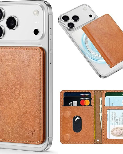 TUCCH for Magsafe Wallet with 6 Card Holders, RFID Blocking [Clear ID Window] PU Leather Folio Magnetic Phone Wallet for iPhone 17/16/15/14/13/12/Plus/Air/Pro/Pro Max Series, Textured Brown