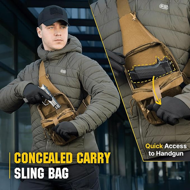 M-Tac CCW Sling Bag for Men & Women - EDC Shoulder Bag Tactical - Crossbody Concealed Carry Bag - Mens Chest Pack