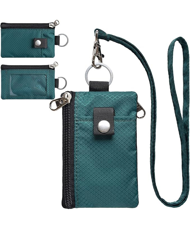 Minimalist RFID Blocking Small Wallet with ID Window,WaterResistant Zip Id Case Wallet with Lanyard Keychain for Cards,Cash,Travel,Women,Men