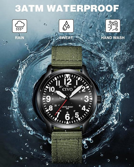 CIVO Analog Wrist Watches for Men: Waterproof Stainless Steel Mens Watches - Silver Watch with Easy Read Dial Men's Watch for Gift