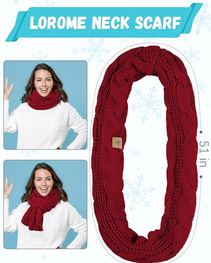 Winter Beanie Hat Scarf Gloves, Warm Fleece Knit Hats Touch Screen Gloves Neck Scarf Set Winter Gifts for Unisex Adult