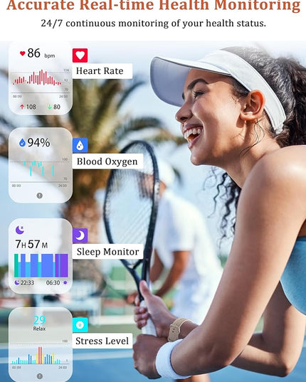 Smart Watch, Alexa Built-in, Answer/Make Calls 44mm Smartwatch Women Men, 1.83" Sports Watch IP68 Waterproof, Heart Rate SpO2 Sleep Stress Monitor, Step Counter Watch for Android & iOS Phone