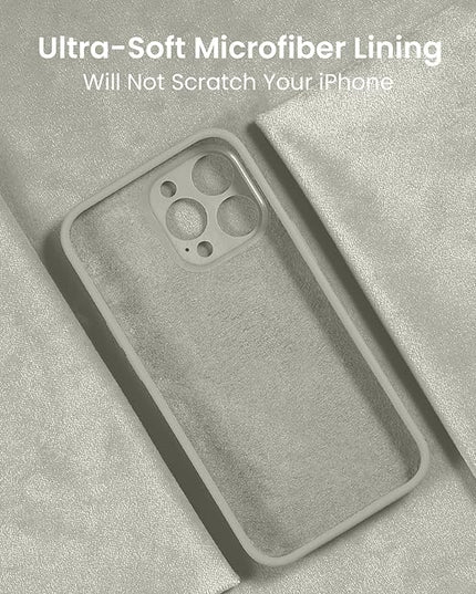 FireNova Designed for iPhone 15 Pro Case, Silicone Upgraded [Camera Protection] Phone Case with [2 Screen Protectors], Soft Anti-Scratch Microfiber Lining Inside, 6.1 inch, Stone
