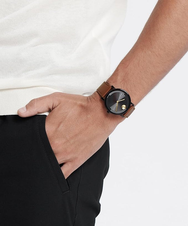 Movado Bold Evolution 2.0 Men's Watch - Swiss Quartz Movement, Nappa Leather Strap - 3 ATM Water Resistance - Luxury Fashion Timepiece for Him - 40mm