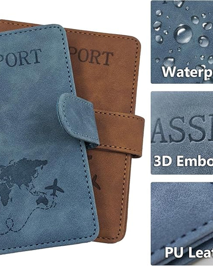 2 Pack RFID Blocking Passport Holder for Travel Essentials Premium Passport Wallet Cover for Women,Men,Passport Holder for Travel