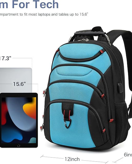Boavan Laptop Backpack for men, 15.6 inch Laptop Bag with USB Port, Waterproof Travel Work Backpack Purse, Anti-Theft Teacher Nurse Doctor Casual Bookbags Office Business backpack，Sky Blue/Black