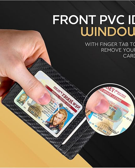 Money Clip Leather Wallet For Men Slim Front Pocket RFID Blocking with Super Strong Magnetic